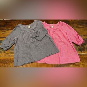 2 Faded Glory Woman’s 3/4 Sleeve Pink & Light Black Pin Striped Tops Sz 1X (16W)